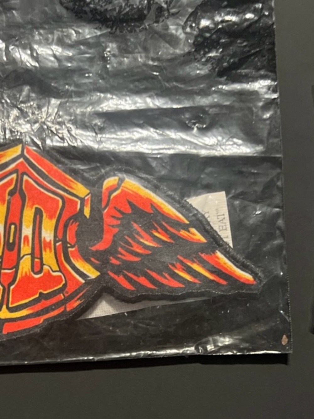 Harley-Davidson Black, Red and Orange Winged Flamed Patch And Button Set